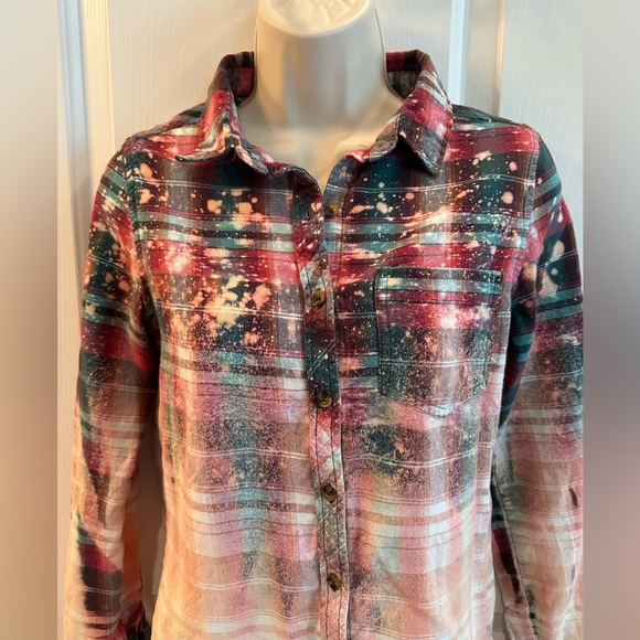 Bleached Flannel Shirt | Small | Full Tilt brand | Hand Crafted by me😉. - Picture 2 of 6